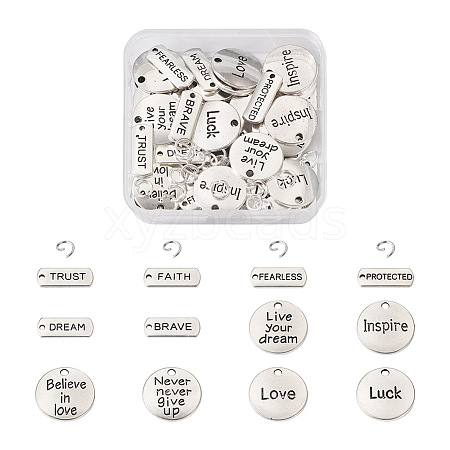 72Pcs 12 Style Tibetan Style Alloy Pendants with 100Pcs Iron Jump Rings FIND-PJ0001-19-1