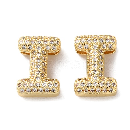 Rack Plating Brass Micro Pave Cubic Zirconia Slide Charms KK-C084-34G-I-1