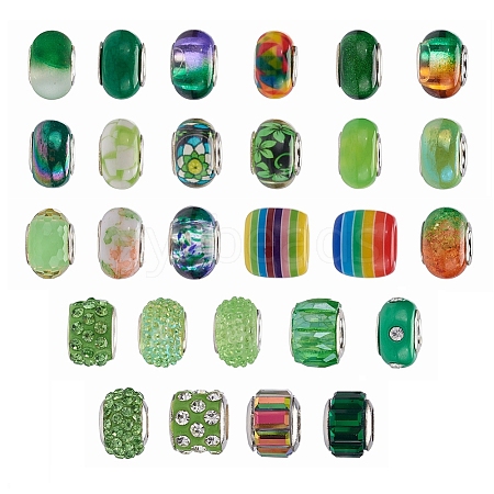 Acrylic & Resin & Polymer Clay Rhinestone European Beads FPDL-S015-04F-1