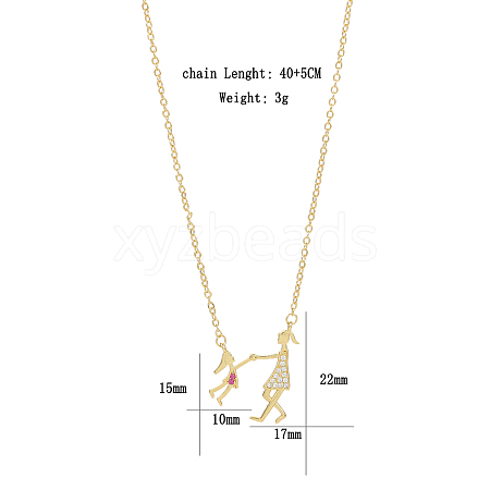 Brass Micro Pave Zircon Necklaces for Mother and Child JH8843-1