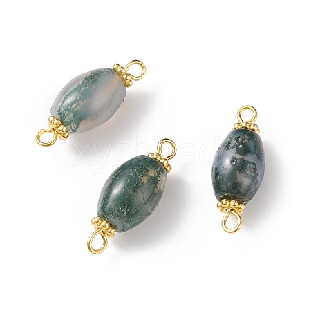 Natural Moss Agate Connector Charms PALLOY-JF01904-1