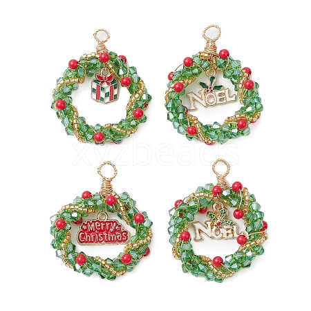 Christmas Theme Handmade Weave Seed Beads Pendants PALLOY-JF02838-1