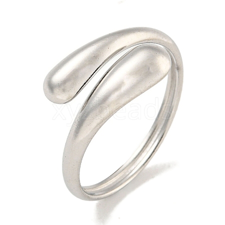 Non-Tarnish 304 Stainless Steel Teardrop Open Cuff Ring for Women RJEW-A043-19P-1