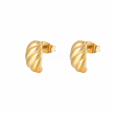 Stainless Steel Horn Shape Stud Earrings for Women YZ0007-1-1