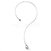 304 Stainless Steel Teardrop Pendant Open Cuff Necklaces for Women NJEW-R003-02P-02-2