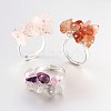 Adjustable Silver Color Plated Brass Mixed Stone Rings RJEW-JR00168-1