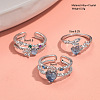 3Pcs Heart & Flower Alloy Rhinestone Cuff Rings FS-WGDF7E1-04-2