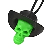 Halloween Skull Plastic Pendant Necklaces NJEW-S006-01D-3