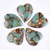 Assembled Natural Bronzite and Syntheti Aqua Terra Jasper Pendants G-S329-055-1