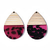 Transparent Resin & Walnut Wood Pendants RESI-T035-29B-2