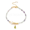 Natural Peridot Bead and Natural Fluorite Bead Bracelets BJEW-E098-06G-1