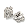 Heart Brass Pave Clear Cubic Zirconia Stud Earrings for Women EJEW-N054-39P-2