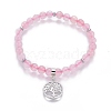 Natural Rose Quartz Charm Bracelets BJEW-I275-B01-1