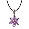 Glass Seed Beads & Polymer Clay & Evil Eye Lampwork Snowflake Pendant Necklaces NJEW-MZ00102-05-2