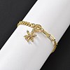 Brass Micro Pave Clear Cubic Zirconia Charm Bracelets BJEW-U020-13G-2