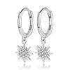 Rhodium Plated 925 Sterling Silver Micro Pave Cubic Zirconia Dangle Hoop Earrings FR6737-1-1