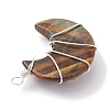 Natural Tiger Eye Copper Wire Wrapped Pendants PALLOY-JF02686-01-4