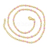 Brass Enamel Column Link Chain Necklaces NJEW-H039-08G-02-2