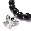 Natural Obsidian & Mixed Stone Round Beads Stretch Bracelet BJEW-JB07060-7