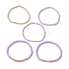 5Pcs 5 Styles Handmade Polymer Clay & Glass Stretch Bracelets BJEW-JB10971-02-1