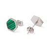 Synthetic Malachite Hexagon Stud Earrings EJEW-E264-01-3