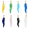 8Pcs 8 Style Handmade Lampwork with Brass Pendants KK-TA0002-22-1