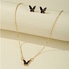 Butterfly Alloy Enamel Pendant Necklaces & Stud Earrings Sets WGDF867-02-1