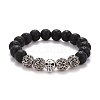 Natural Lava Rock Round Beads Essential Oil Anxiety Aromatherapy Stretch Bracelet for Girl Women Gift BJEW-JB07055-1