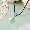 Glass Seed Beads & Glass Pearl Angel Pendant Necklaces NJEW-MZ00056-01-2