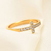 Cross Stainless Steel Micro Pave Clear Cubic Zirconia Finger Rings for Women FS-WG88B59-06-2