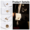 WADORN 1 Pair Brass Cufflinks for Men FIND-WR0010-99AG-3