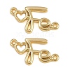 Brass Heart with Fe Faith Connector Charms KK-C114-02G-1