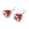 Glass with Shell Pearl Dangle Earrings for Women EJEW-TA00576-4