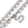 Non-Tarnish 304 Stainless Steel Rhombus Beads Necklace for Women NJEW-B107-03P-2