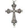 Antique Silver Alloy Rhinestone Cross Big Pendants RB-J109-01AS-1