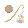 Heart Angel Glass Seed & Plastic Pearl Pendant Bookmark AJEW-MZ00002-05-3