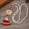 Ancient Style 6mm Imitation Pearl Round Beaded Alloy Cloud Pendant Hanfu Long Necklaces UX7679-2-2