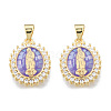 Brass Micro Pave Clear Cubic Zirconia Pendants KK-N227-92-2