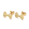 Ion Plating(IP) 304 Stainless Steel Grooved Bowknot Stud Earrings for Women EJEW-I285-05G-1