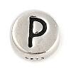 925 Sterling Silver Flat Round with Letter Beads LS-STER-G044-01AS-P-1