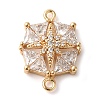 Brass Pave Clear Cubic Zirconia Connector Charms KK-G503-29G-1