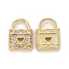 Brass Micro Pave Clear Cubic Zirconia Charms KK-Z024-04G-2