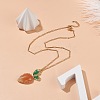 Natural Aventurine Braided Carrot Pendant Necklace NJEW-TA00036-2