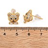 Bear Brass Micro Pave Clear Cubic Zirconia Stud Earrings EJEW-B131-05G-5