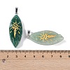 Natural Green Aventurine Gold Sun Pattern Pendants G-L524-14P-01-3