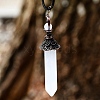 Natural Quartz Crystal with Metal Big Pendants PW-WG20046-01-1