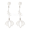 304 Stainless Steel Flower Long Dangle Stud Earrings for Women EJEW-JE05006-4