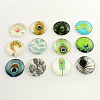 Feather Pattern Flatback Half Round Glass Dome Cabochons X-GGLA-R026-12mm-26-1