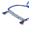 Handmade Japanese Seed Rectangle with Flower Link Braided Bead Bracelet BJEW-MZ00014-03-2