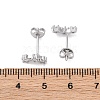 Brass Micro Pave Clear Cubic Zirconia Stud Earrings EJEW-D288-20P-3